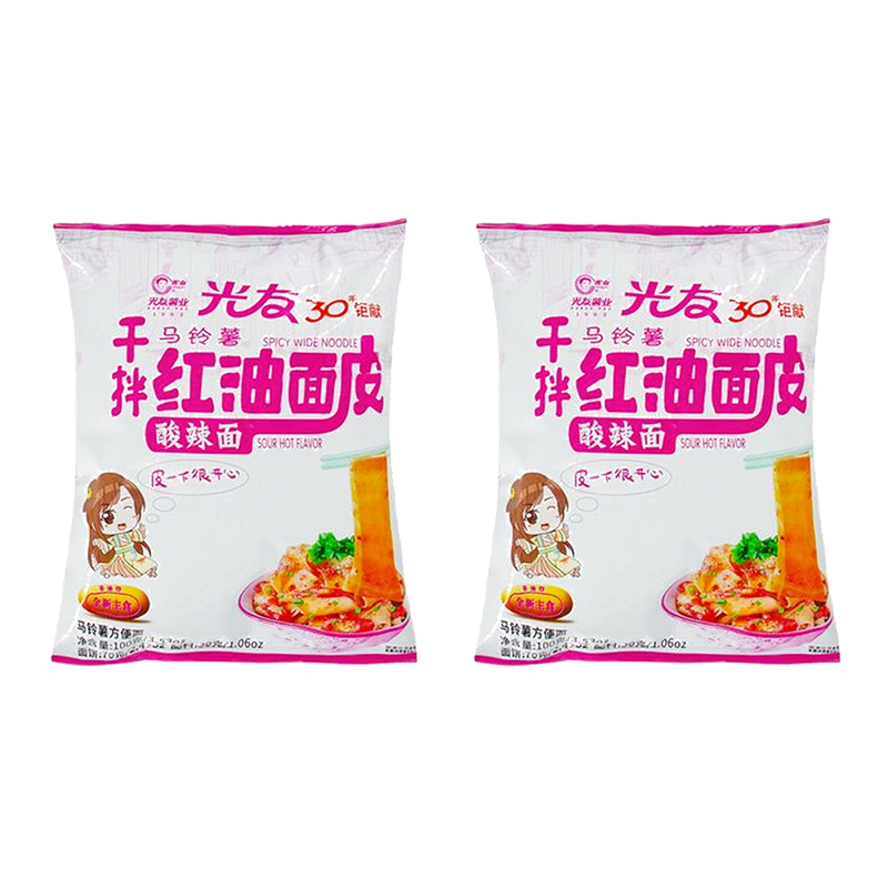 Guangyou Trockenmischung Rotes Öl Nudeln Scharf-Saurer Geschmack 100 g * 2
