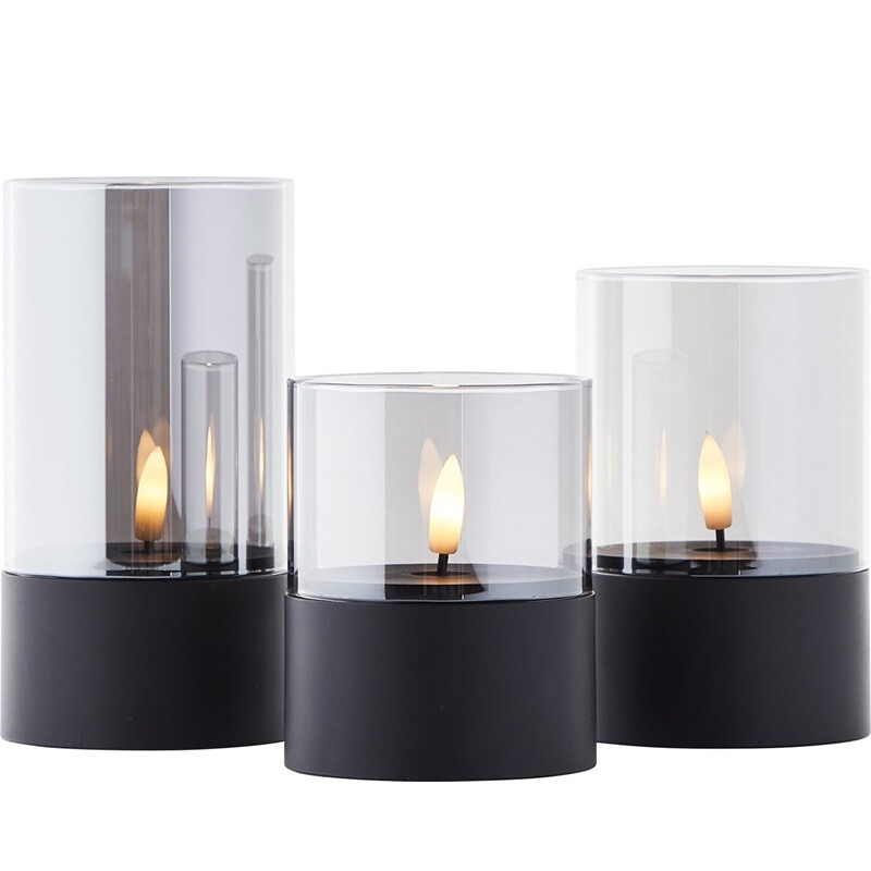 Brilliant Bougie Led Kaarsen, Set Van 3, Zwart/Rookglas