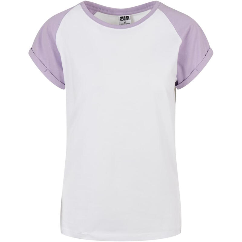 Urban Classics Damen-Kontrast-Raglan-T-Shirt weiß/flieder