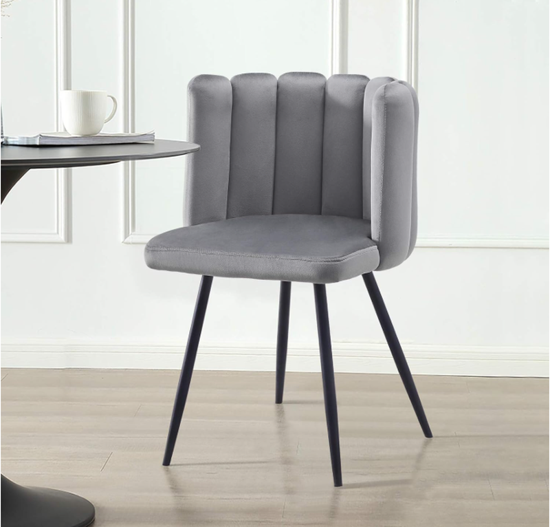 Velvet Dining Chairs Set of 2 Vanity Chair with Petal Back and Metal Legs, Modern Mak