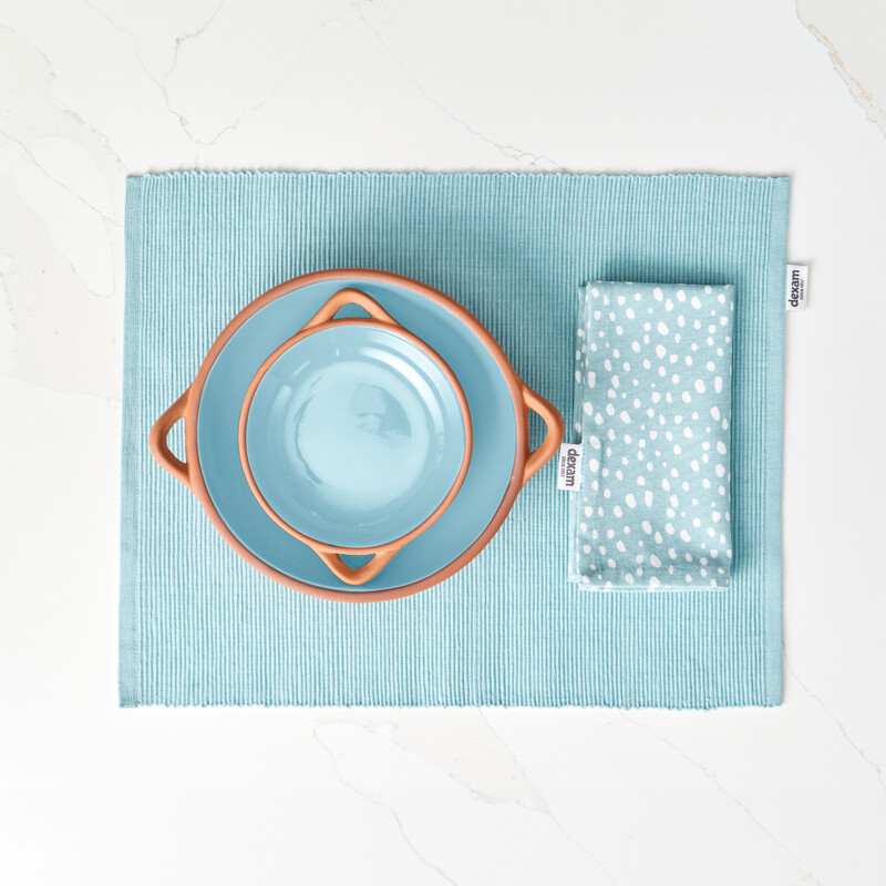 Placemat & Napkin Set Sintra Spotted 100% Cotton Duck Egg