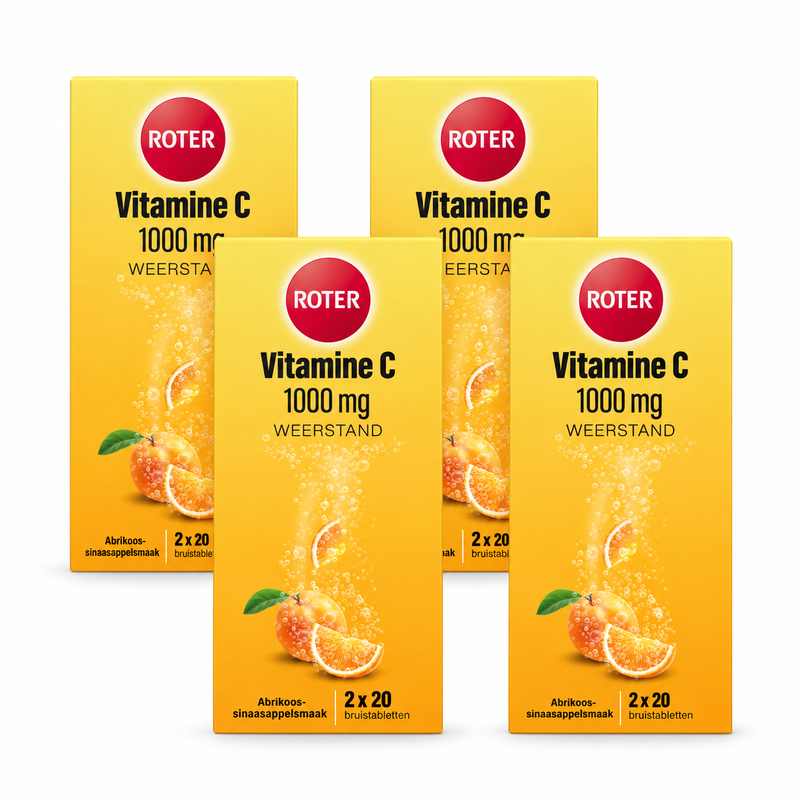 ROTER Vitamine C 1000 mg Comprimés effervescents – Saveur abricot-orange – 4 × 40 comprimés