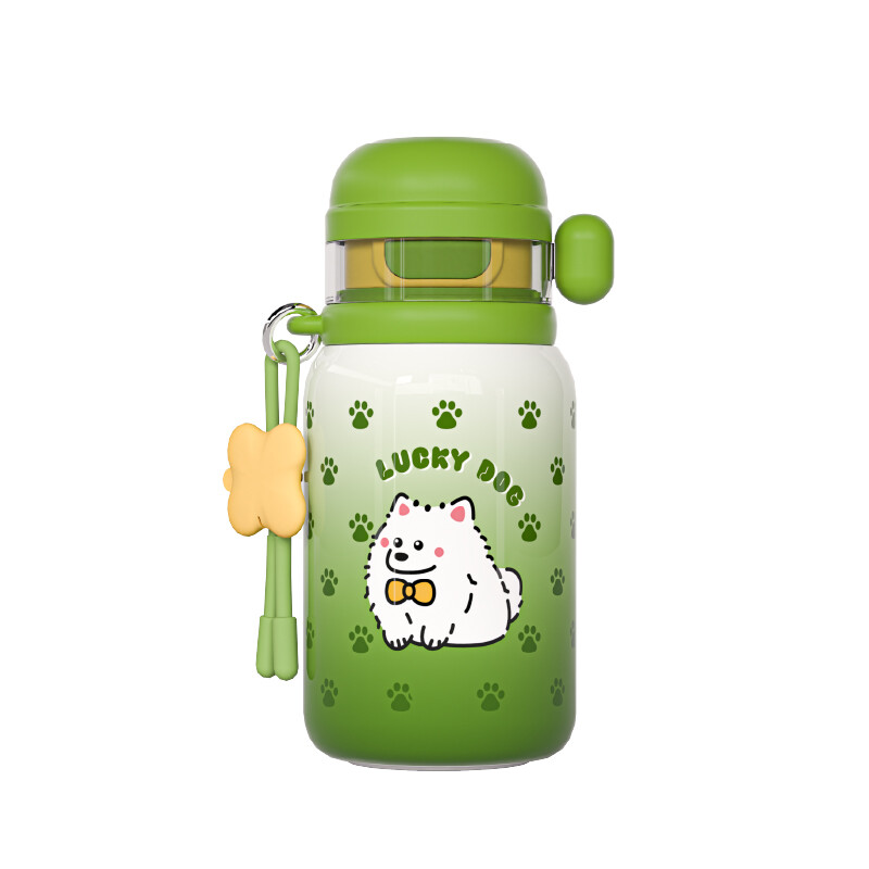 BUFFi5 JOY 316L Fun Drink Kids Isolierflasche aus Edelstahl, 550 ml, grün