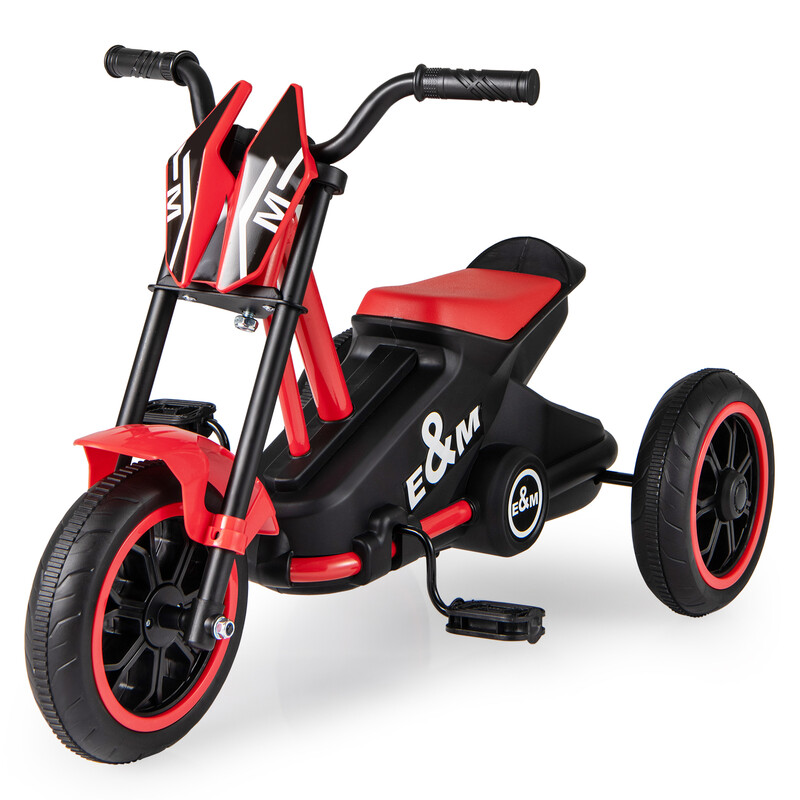 Vélo enfant à trois roues avec pédales et guidon - Rouge