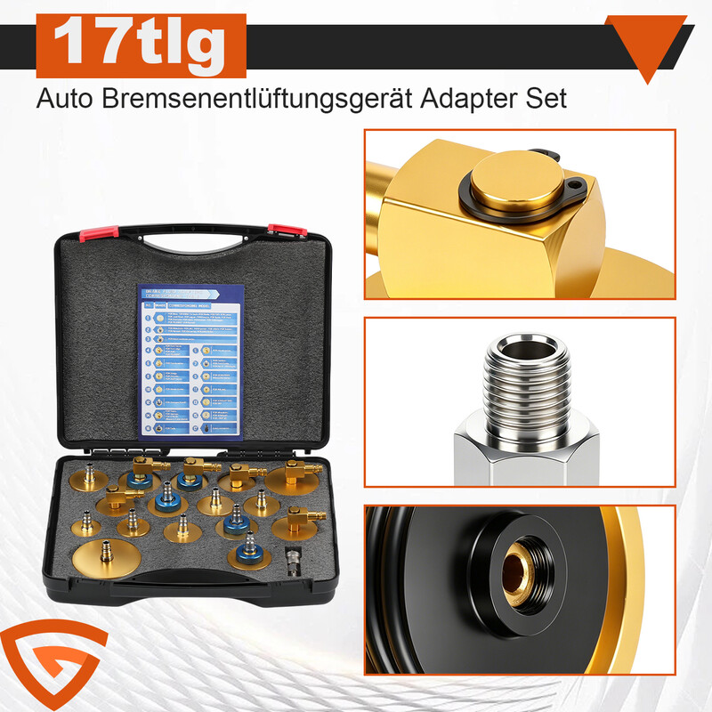 17-teiliges Bremssystem-Adapter-Set, Adapterwerkzeug für Bremsflüssigkeit