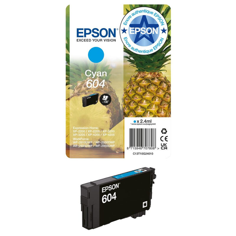 Epson Cartouche d’encre 604, 1 pièce, Originale, Rendement normal, Cyan