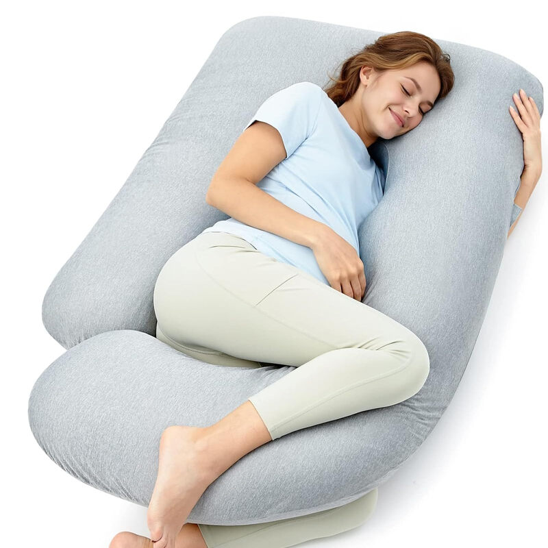 Cool-Touch U-Shaped Double-Sided Pregnancy Pillow (Gray)