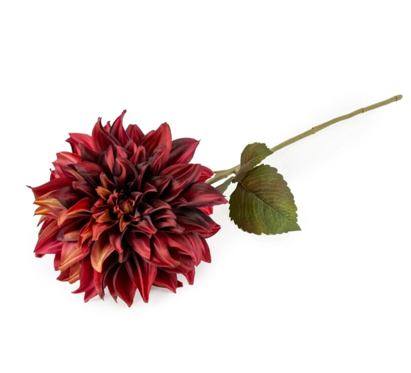 Candlelight Burgundy Artificial Dahlia Flower Stem 74Cm