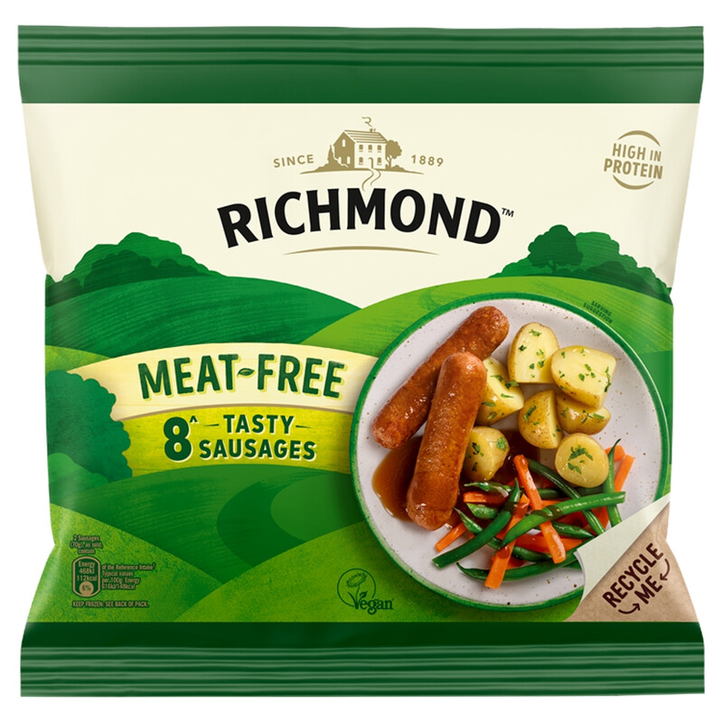 Richmond Foods Richmond Frozen Meat Free Vegan Sausages 304G 8 Pack
