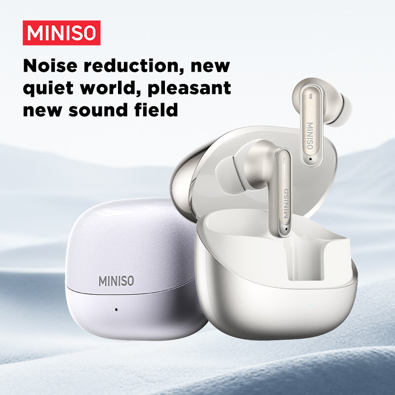 MINISO MS106 Draadloze Bluetooth 6.0 oordopjes, High Fidelity, IPX5 waterbestendig, AI-taalvertaling, geschikt voor kantoor, sport, studeren en audiogesprekken, ingebouwde microfoon, TWS-oordopjes, zilver