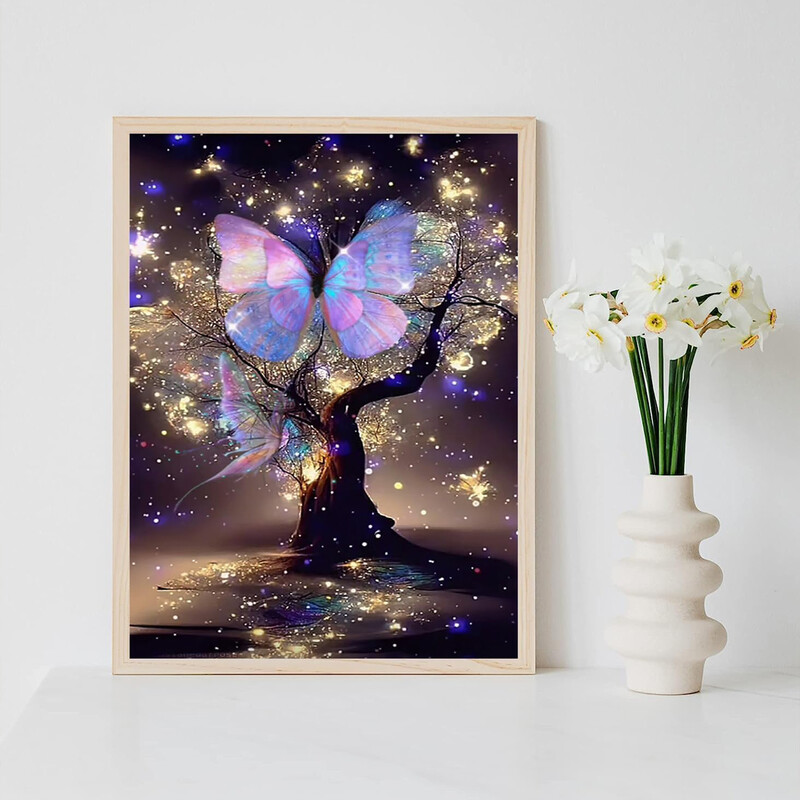 JU7CER Adult 5D Diamond Painting Kit - Sparkling Tree | Home Decor Gift (Purple) | 11.81×15.75 Inches (30×40cm)