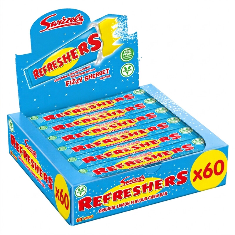 Swizzels Refreshers Lemon Chew Bar Sweets 25G X 60