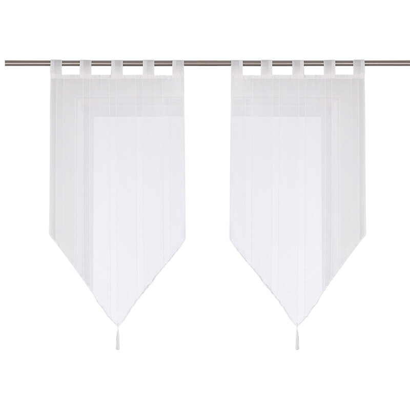 Joyswahl moderne driehoekige witte lichtdoorlatende bistrogordijnen, set van 2 gordijnpaneelen, B 45 x H 90 cm