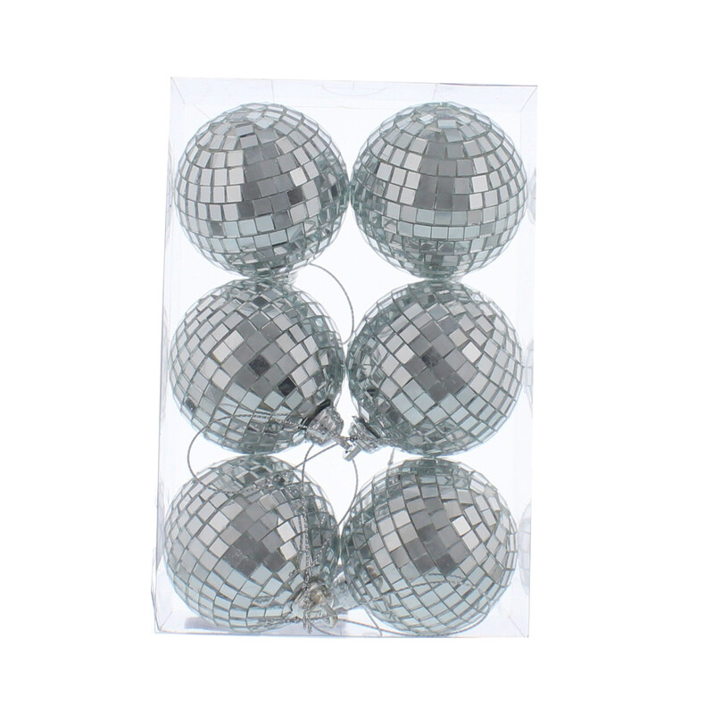 Festive Christmas Decorations: Pack Of 6 X 6Cm Silver Mirror Balls For Your Festive Tree & Holiday Party Decor