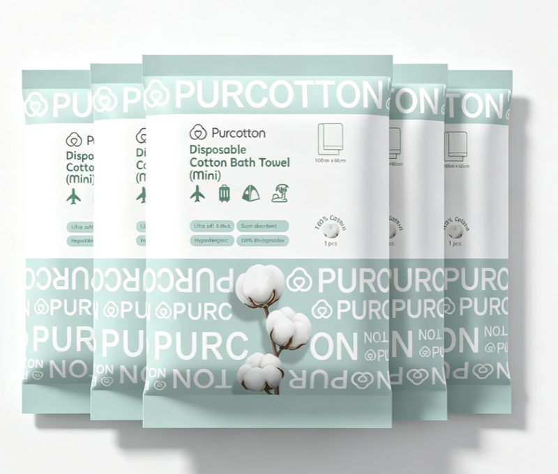 Purcotton Disposable Cotton Bath Towel Mini 5 pcs 100cm*60cm