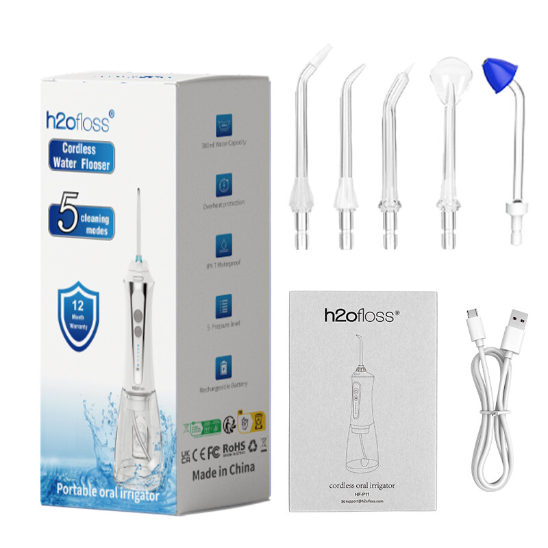 H2ofloss 2-en-1 nettoyeur à jet 140PSI haute puissance, nettoyeur buccal et nasal avec 5 modes, 5 buses, rechargeable via USB, étanche IPX7
