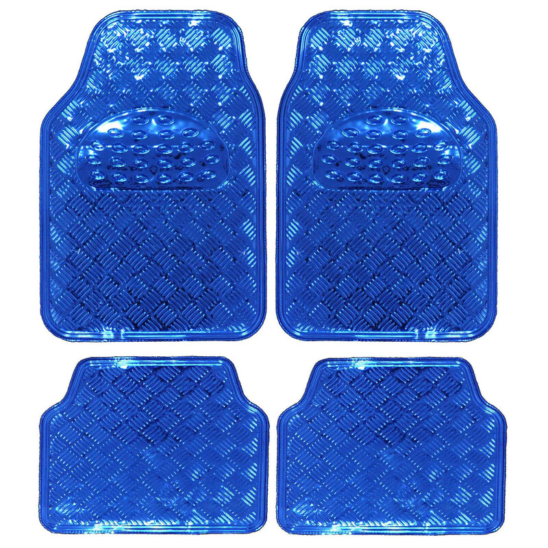 eSituro Universelle Auto-Fußmatten Aluminium ALU Chromoptik Blau