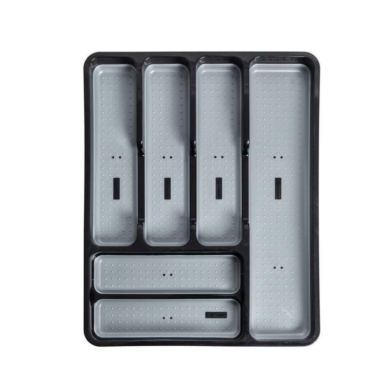 Addis Premium Soft Touch 6 Compartment Drawer Organiser Black/Grey