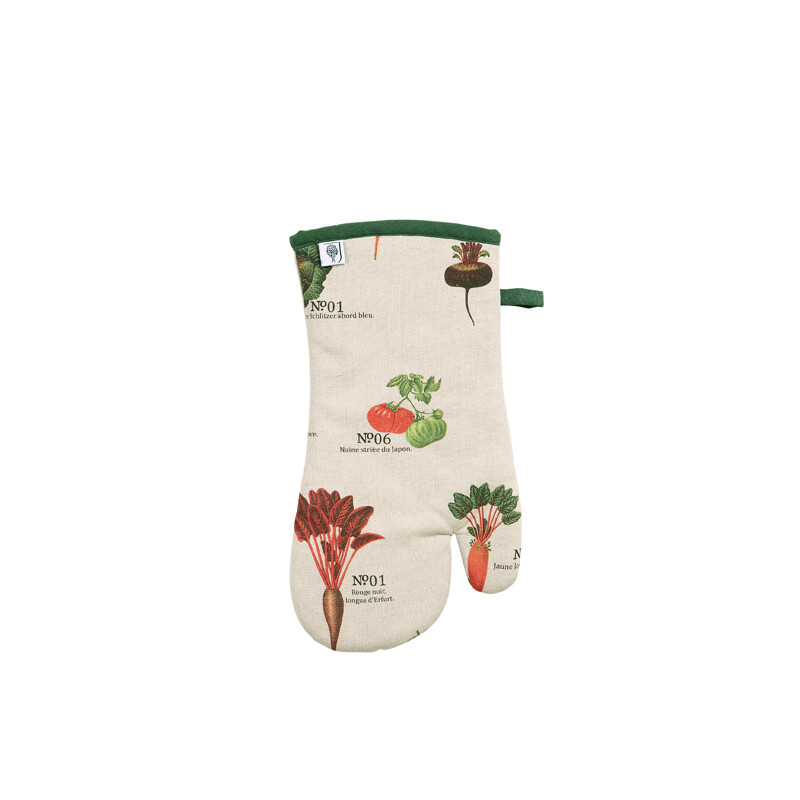 by Dexam Single Oven Glove Benary Vegetables 100% Cotton Stone/Green