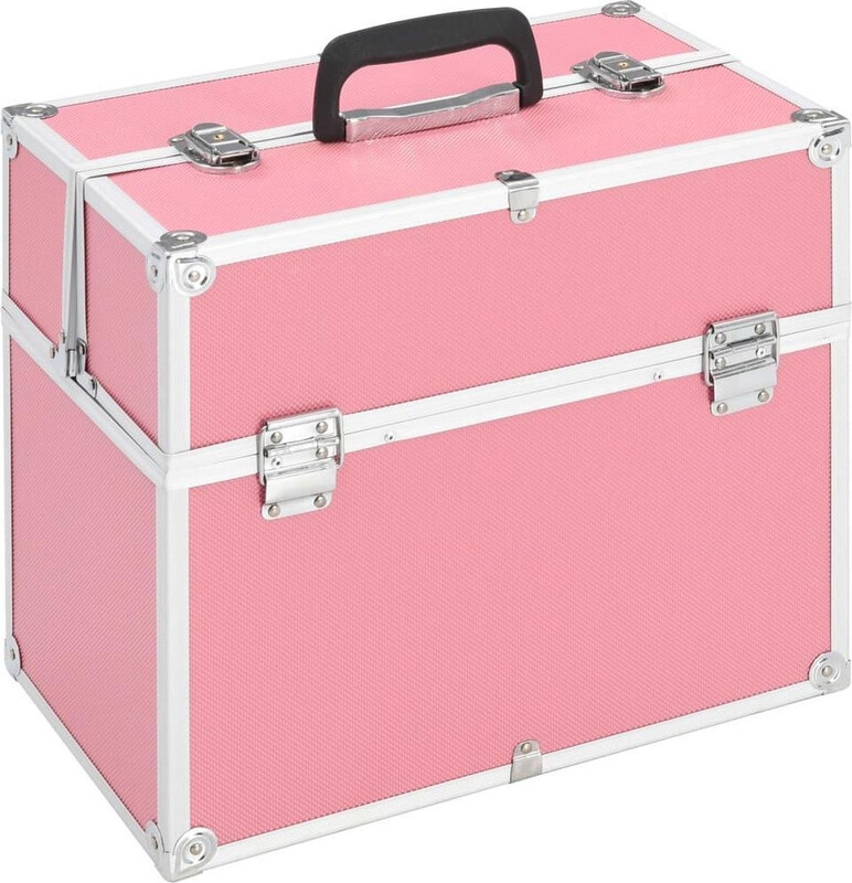 vidaXL Make-updoos - Aluminium, Roze, 38 x 23 x 34 cm