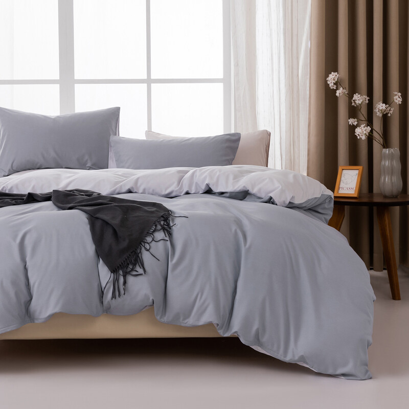 MENDALE Dekbedhoes Set - Premium Beddengoed Set - 220*240 cm Dekbedhoes met 80*80 cm Kussensloop - Zacht Gebrushed Microvezel - Donkergrijs & Lichtgrijs