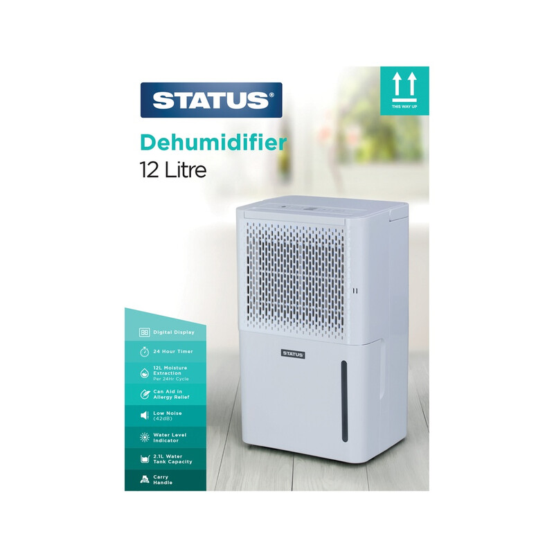 STATUS 12L Dehumidifier, 220W Portable Moisture Remover with Night Mode, Laundry Dry Boost and LED Humidity Display for Bedroom Bathroom Laundry, White (DEHUMID-12L1PKB) - Image 4