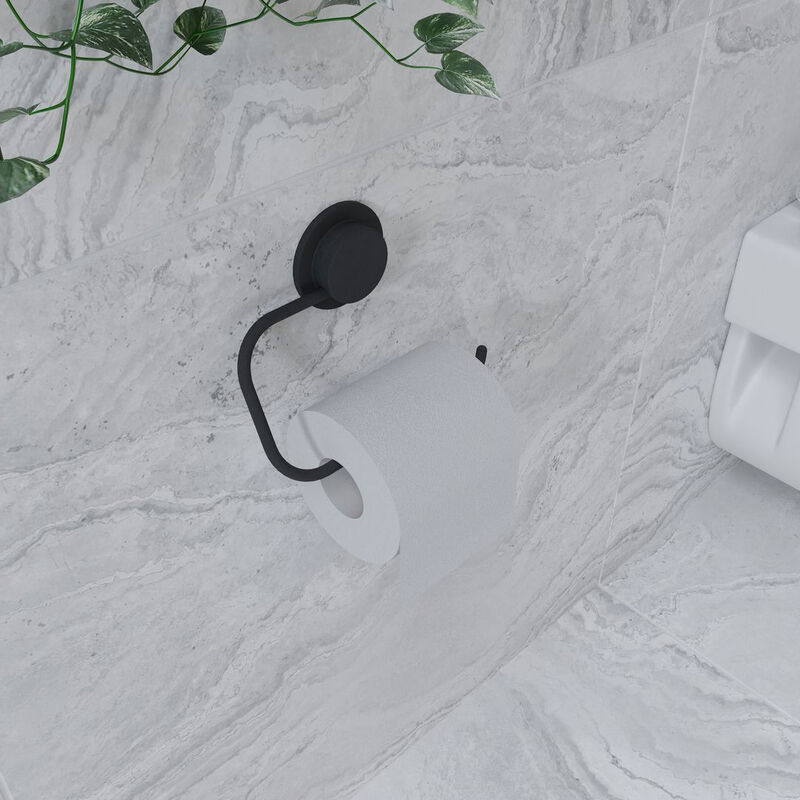Stick 'n' Lock Toilet Roll Holder - Black