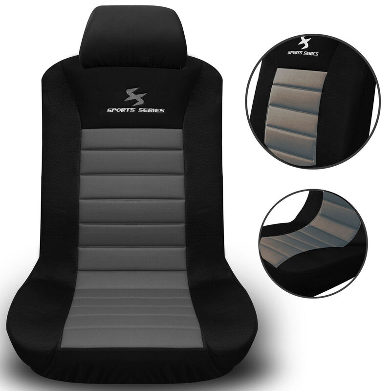 eSituro Polyester-Sitzbezüge, 1 Stück, Universal-Autositzbezug, Schwarz/Grau