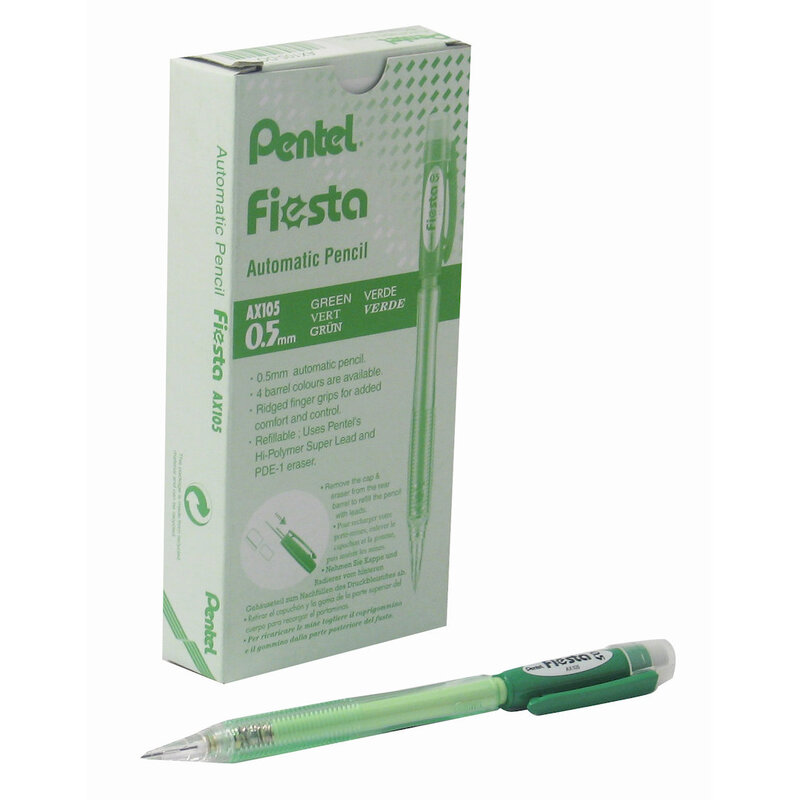 Fiesta Mechanical Pencil 0.5mm Green Barrel Pack of 12
