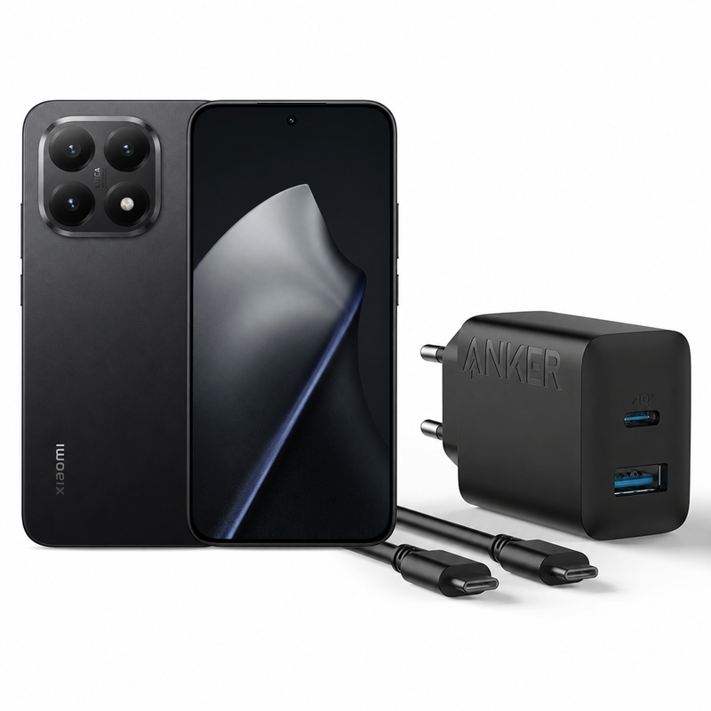 Xiaomi 15T 12GB RAM 256GB Smartphone + Anker 20W 2-Port Charger & USB-C Cable, Black Bundle