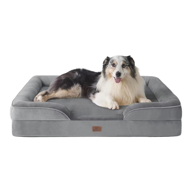 BEDSURE Orthopädisches Hundebett, ergonomische Hundecouch, 106 x 80 cm, grau