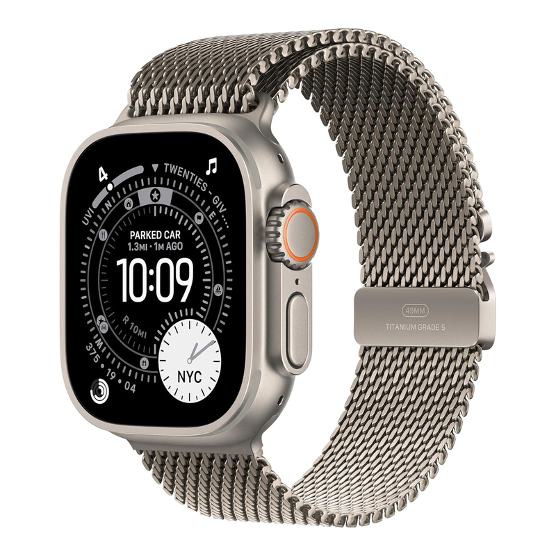Apple Watch Ultra 3, Milanees Bandje S, Titanium (Titanium)