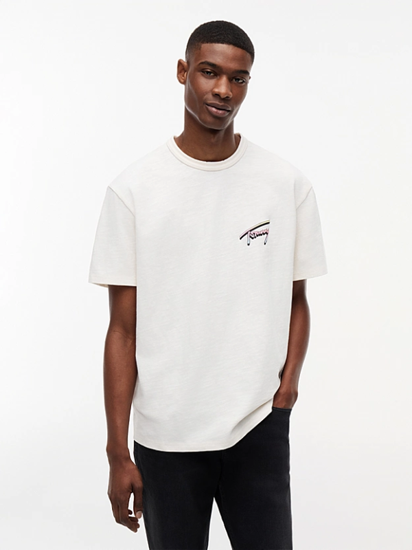 Tommy Hilfiger Jeans Back Graphic Textured Relaxed T-Shirt - Ancient White