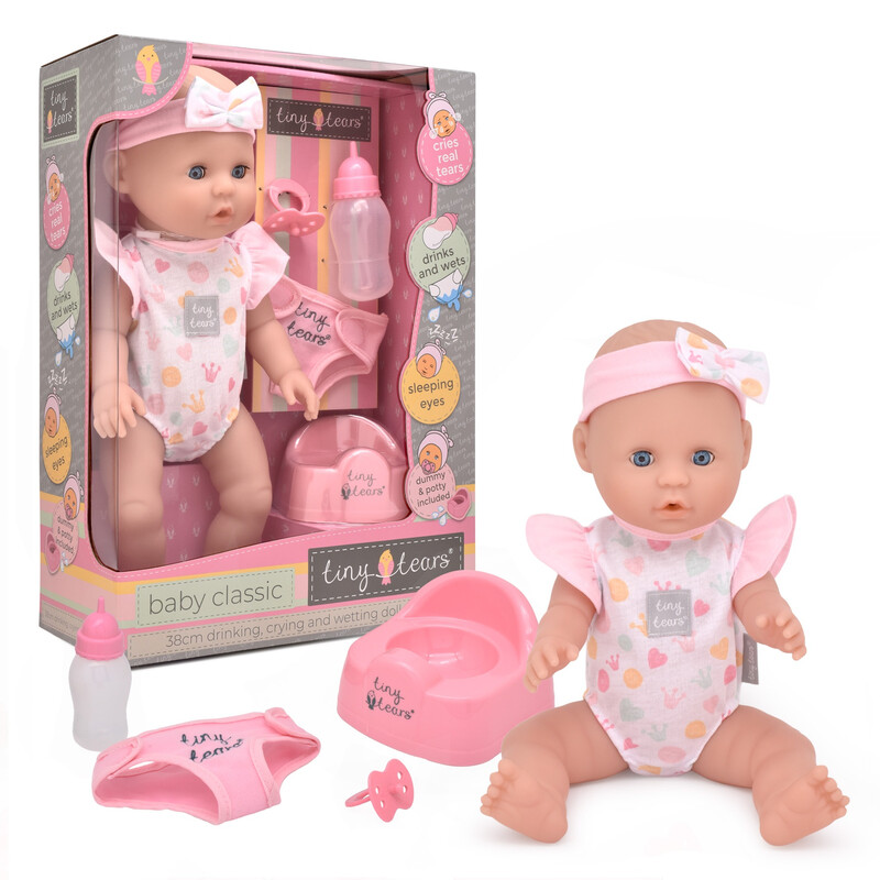Tiny Tears Classic 15'' Baby Doll, Cries Real Tears and Wets, Perfect Doll for Role Play and Nurturing Fun