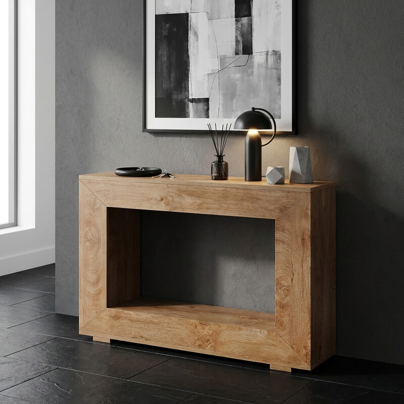 LITTLE TREE 47 Zoll Konsolentisch, Sofatisch mit Stauraum, modernes Flurmöbel, schmaler, langer Beistelltisch für das Wohnzimmer, Beige