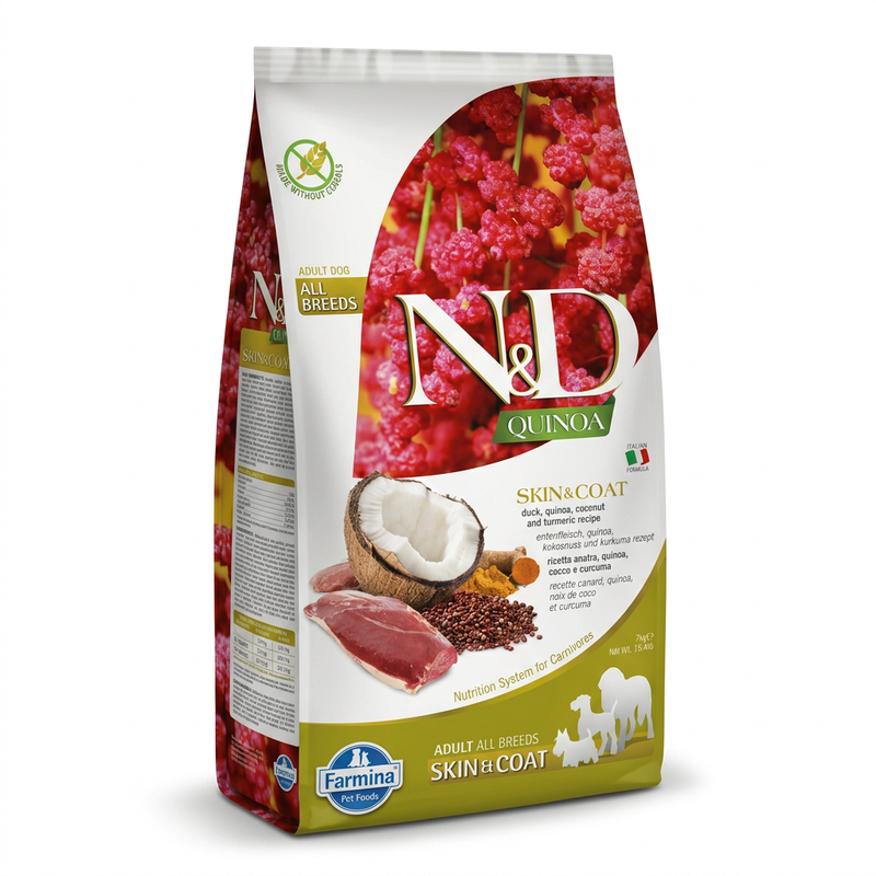 Farmina Quinoa Coat Formula (Ente, Quinoa, Kokosnuss und Kurkuma) Adult Hundefutter 7 kg