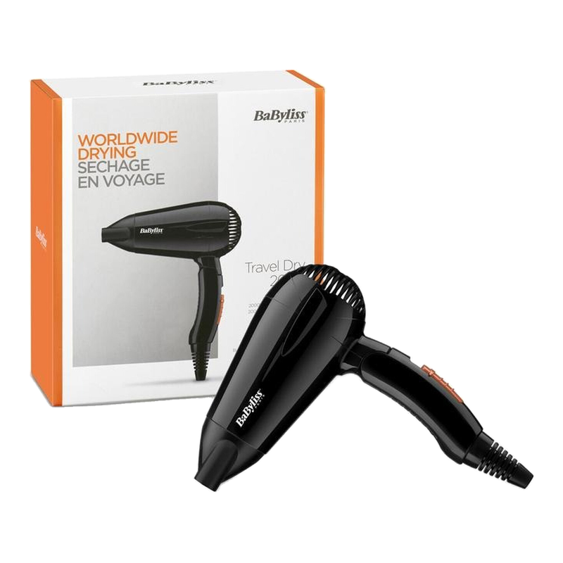 BaByliss Travel Dry 2000. 5344E. Reise-Haartrockner. Schwarz