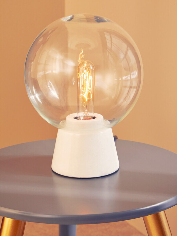 Interiors by Premier Table Lamp Lamonte Globe Marble White 28cm