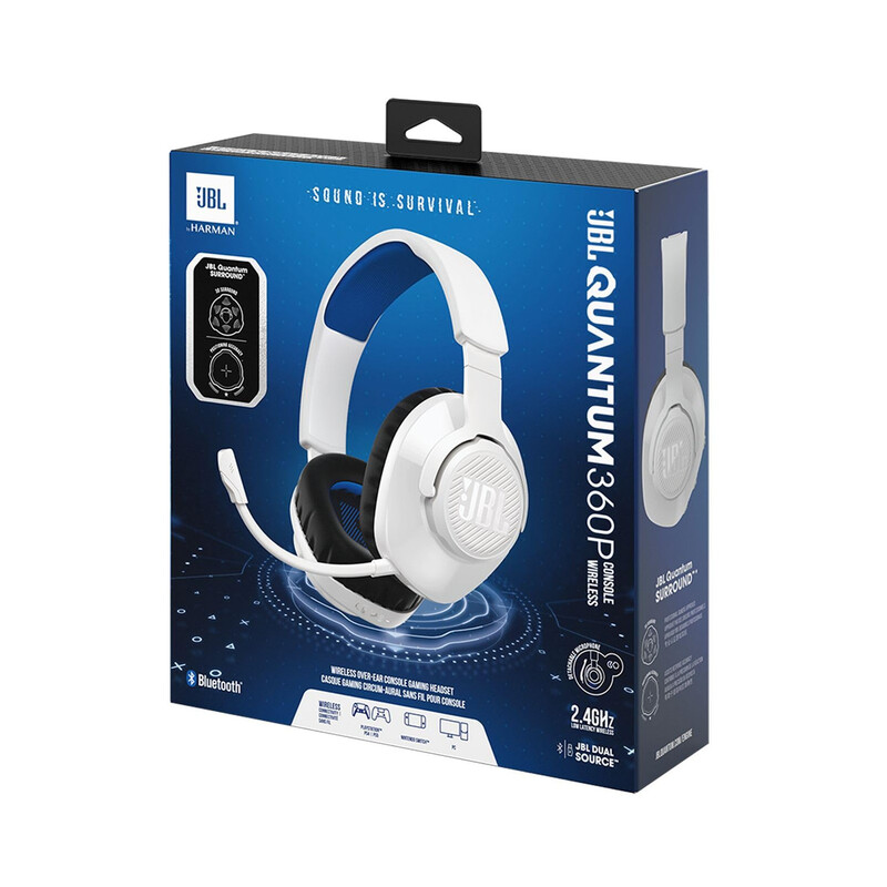 Jbl Quantum 360P Kabelloses Over-Ear-Gaming-Headset – 22 H Akku, Boom-Mikrofon, Anc, Bluetooth 5, Playstation/Pc/Mac/Switch, Weiß