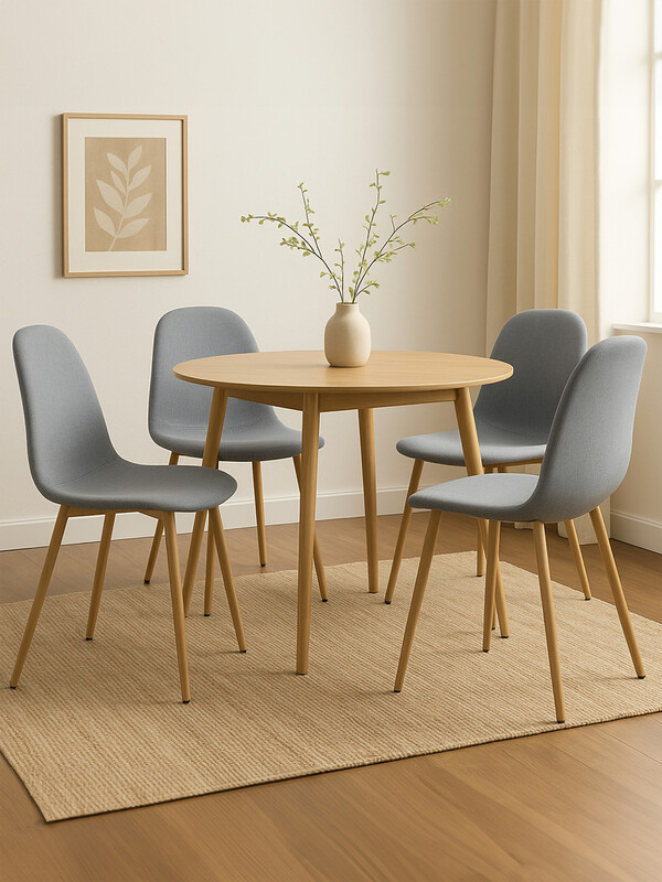 Dining Chairs Salford Grey/Wood Effect 4pcs