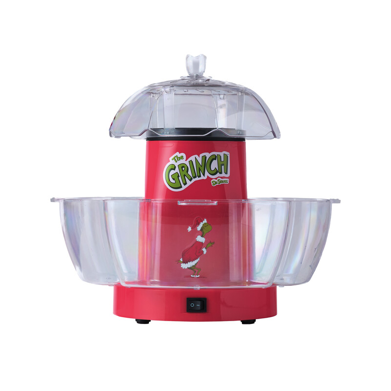 DAEWOO Small Kitchen Appliance: The Grinch™ 4 Bowl Red Popcorn Maker for Healthy Snacking, Perfect for Movie Nights & Christmas Gifting
