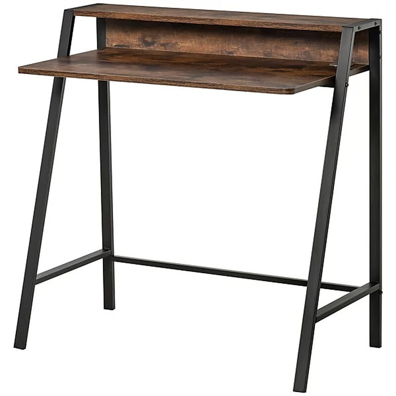 Homcom Desk Writing Rustic Brown/White