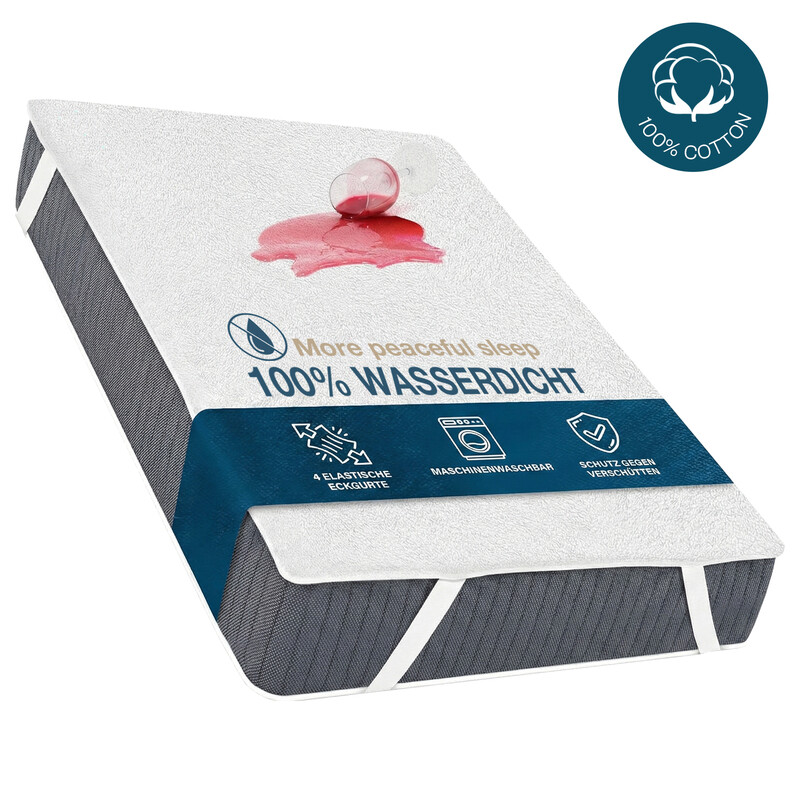 ， 100% Cotton， Waterproof Mattress Protector， Breathable Mattress Topper， Non Slip wi