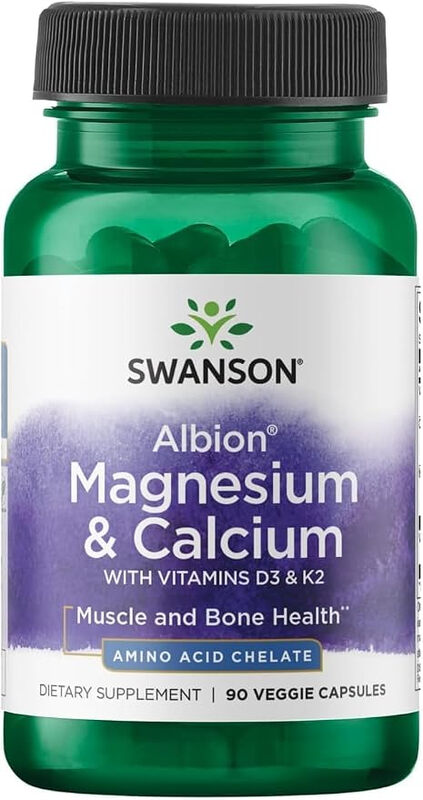 Swanson Ultra Albion magnesium en calcium 90 plantaardige capsules