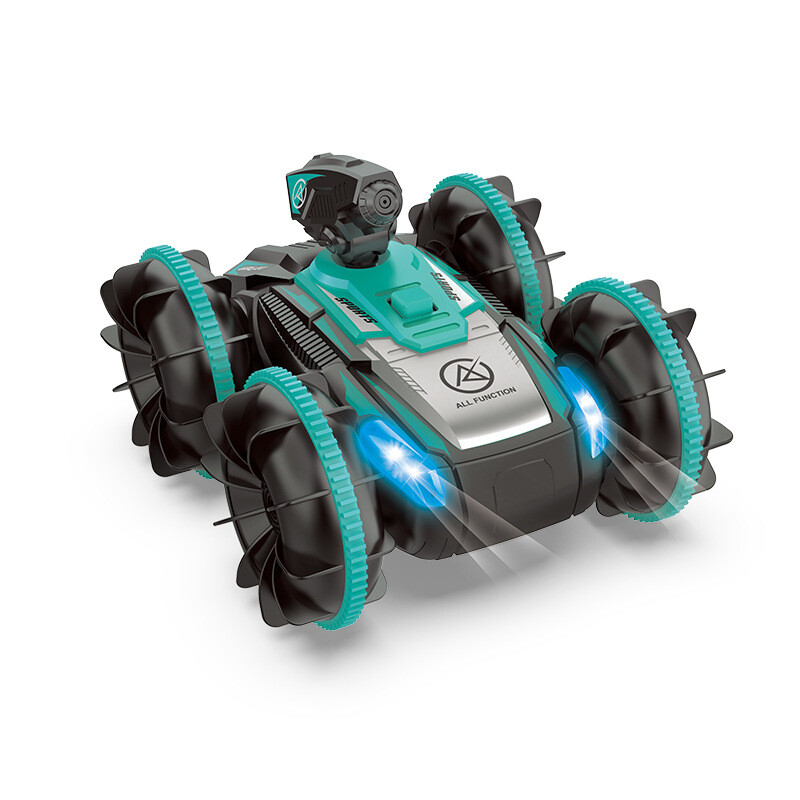 Amfibische RC-gestuurtank, waterdichte land- en waterauto met dubbele besturing, water schietend LED-speelgoed voor 8+ jaar, 1 stuk in groen