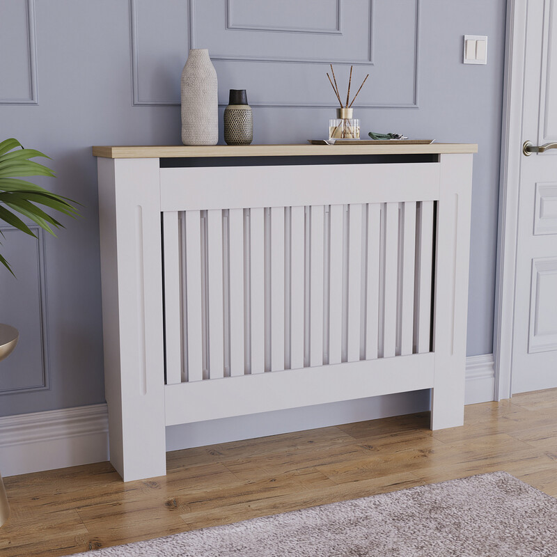 Radiator Cover Arlington White/Oak Effect Medium