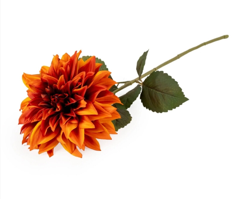 Candlelight Orange Artificial Dahlia Flower Stem 74Cm