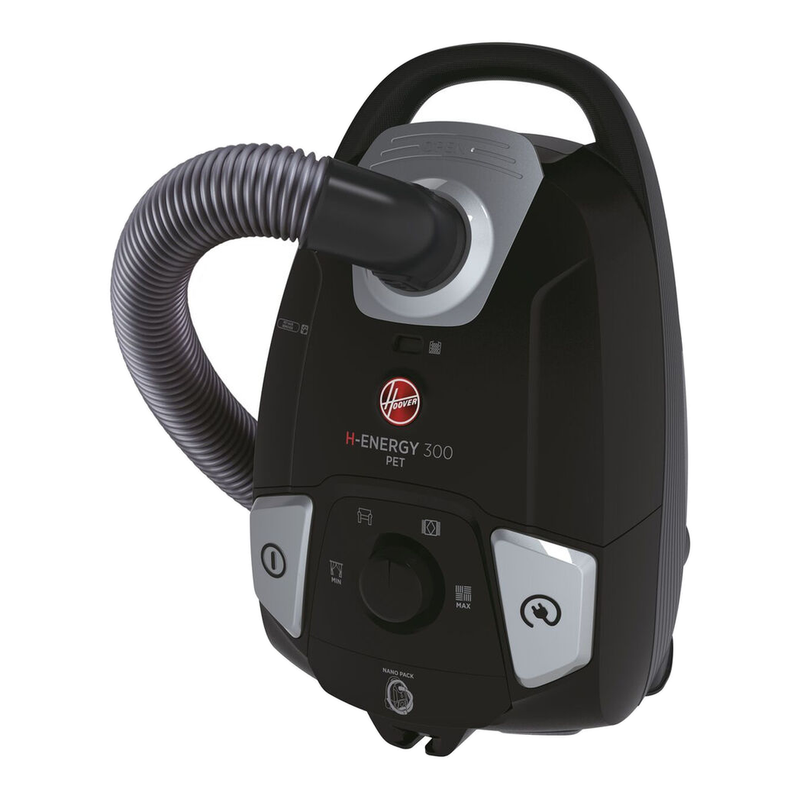 Hoover He3 Bagged Cylinder Vacuum Cleaner With Pet Tool - Compact Nanopack Storage, 3.5L Capacity, 7M Retractable Cable, He320pet