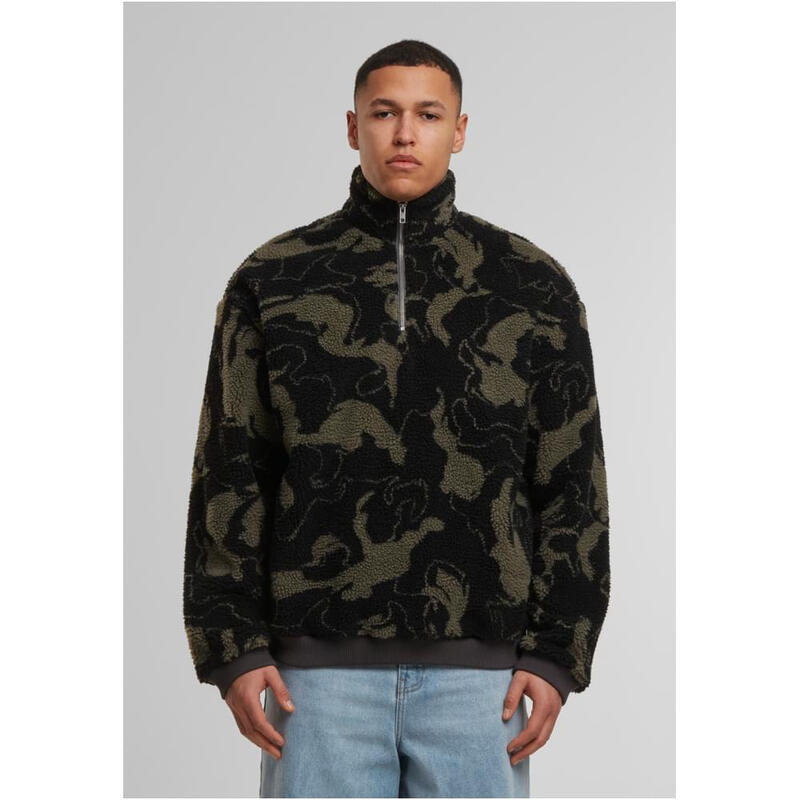 Urban Classics Oversized Teddy-Jersey-Pants mit Muster, oliveswirl, XXL