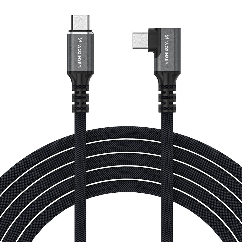 WOZINSKY Rechtswinkliges USB-C Thunderbolt 4 Kabel 240W 2m 1 Stück – Schwarz